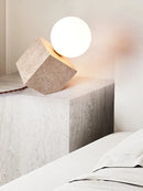 Axya Stone Cream Table Lamp - Retro Japanese Style Bedside Light