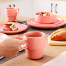 Axyaa Pink Porcelain Dinner Set 16/32/48-Piece Service for 4/8/12