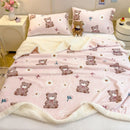 Axyaa Cartoon Bowknot Coral Fleece Blanket: Thick, Warm for Bed, Sofa, Nap