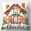 Axyaa Christmas Gingerbread Hut Pillowcase - Festive Sofa Cushion for Holiday Home Decor