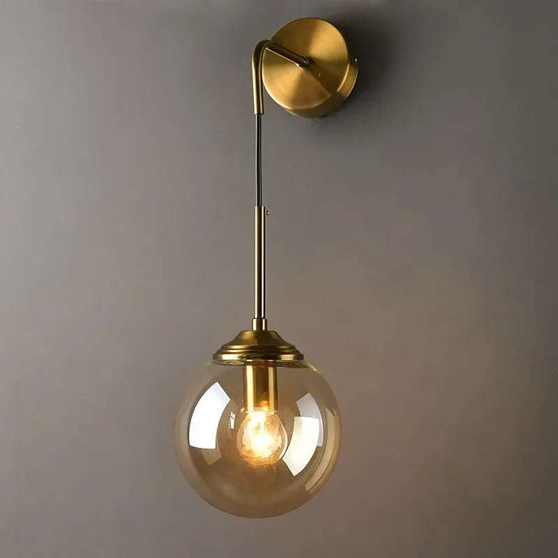 Golden Glass Ball Wall Sconce - Axyaa Bedside Wall Lamp for Modern Home Decor