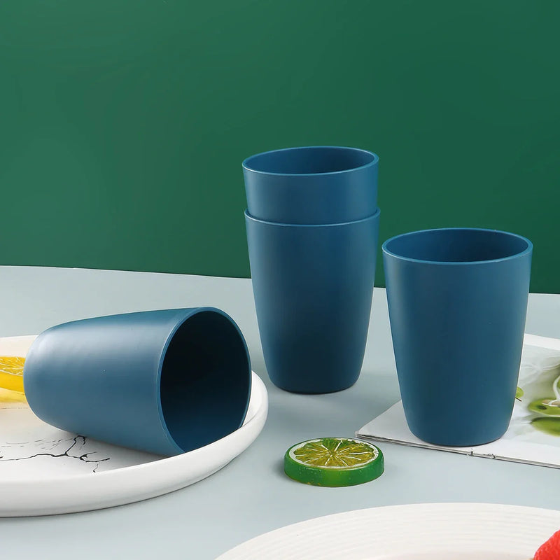 Axyaa Dark Blue Plastic Cups - Set of 6 - Reusable for Home, Kitchen, Restaurant, Picnic, Camping
