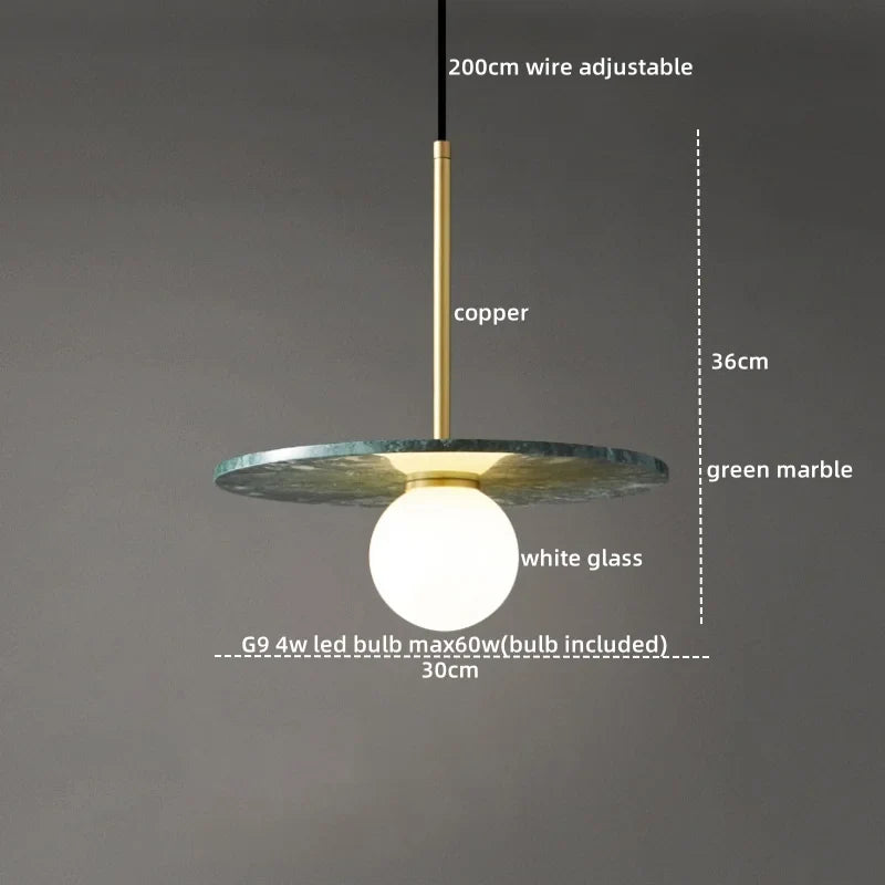 Axyaa Marble Copper LED Pendant Lamp for Modern Interiors