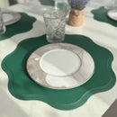 Axyaa Green Flower Placemats Set - Faux Leather Table Mats for Indoor & Outdoor Decor