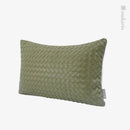 Axyaa Green Hand-Woven Geometric Waist Pillow for Bedroom and Car