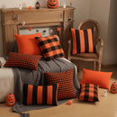 Axyaa Orange Plaid Halloween Pillow Case Cotton Sofa Throw Pillow Cover