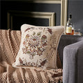 Axyaa European Mirror Floral Jacquard Pillow Case in Brown, Ivory & Blue