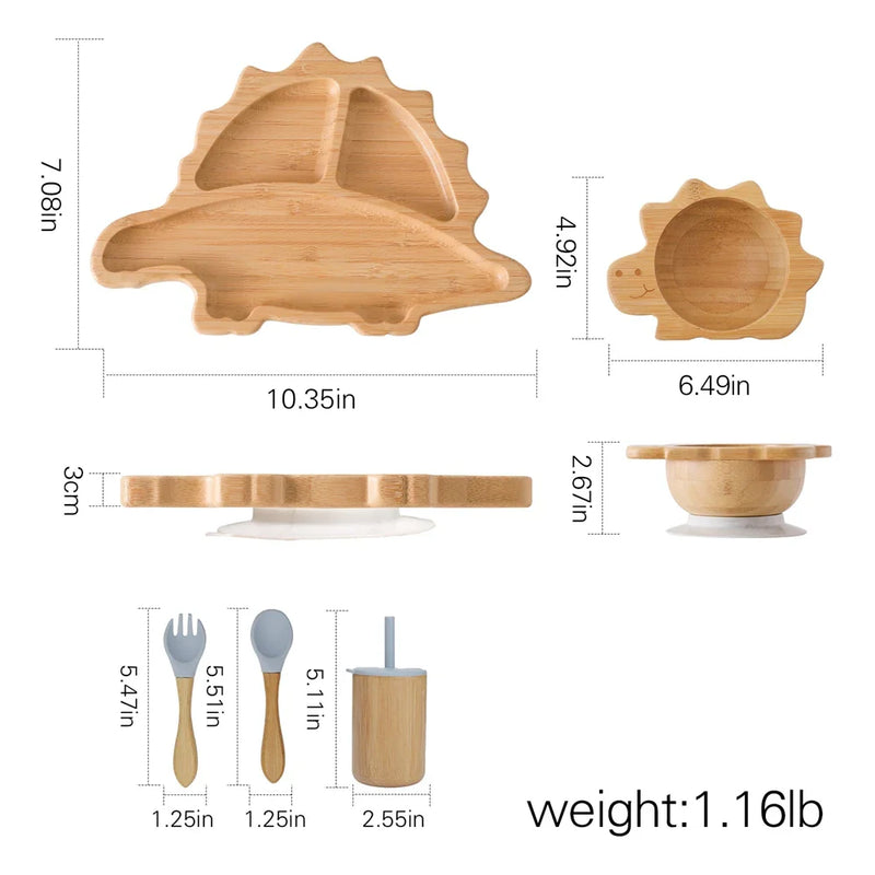 Axya Dinosaur Baby Feeding Set - Silicone Suction Cup Tableware & Utensils