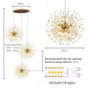 Axyaa Gold Crystal Pendant Lamp Hanging Dinning Lighting for Modern Decor