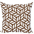 Axyaa Abstract Wave Retro Circle Leaf Print Pillow Cover Brown White 45x45