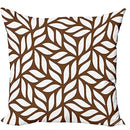 Axyaa Abstract Wave Retro Circle Leaf Print Pillow Cover Brown White 45x45