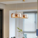 Axyaa Glass LED Chandelier Pendant Light for Dining Room - Modern Hanging Ceiling Lamp