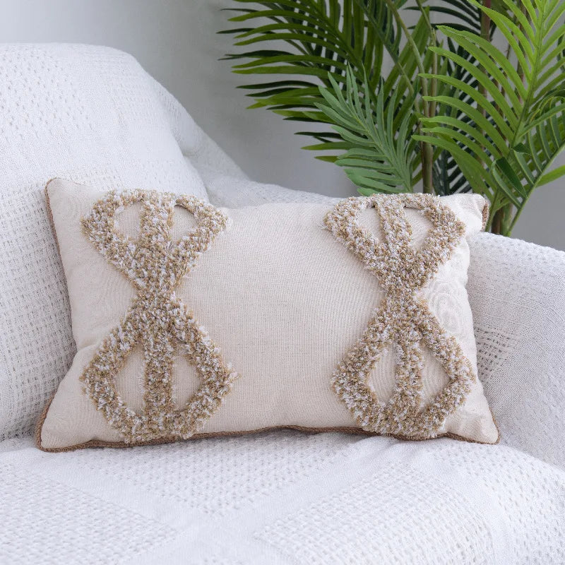 Axyaa Beige Tassels Pillow Case - Tufted Nordic Style Cushion Covers