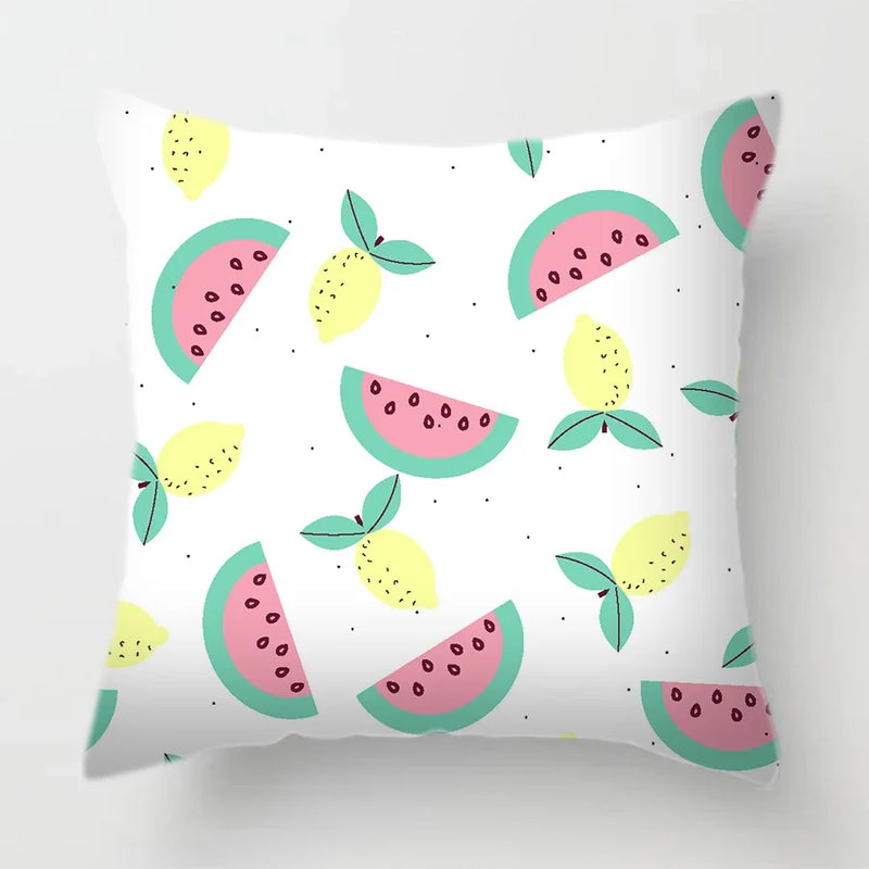 Axyaa Tropical Fruits Cushion Cover Watermelon Pineapple Decorative Pillow Case