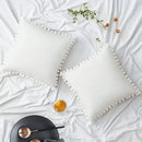 Axyaa Nordic Velvet Pillowcase with Pompoms Edge - Soft Cushion Cover for Home Decor