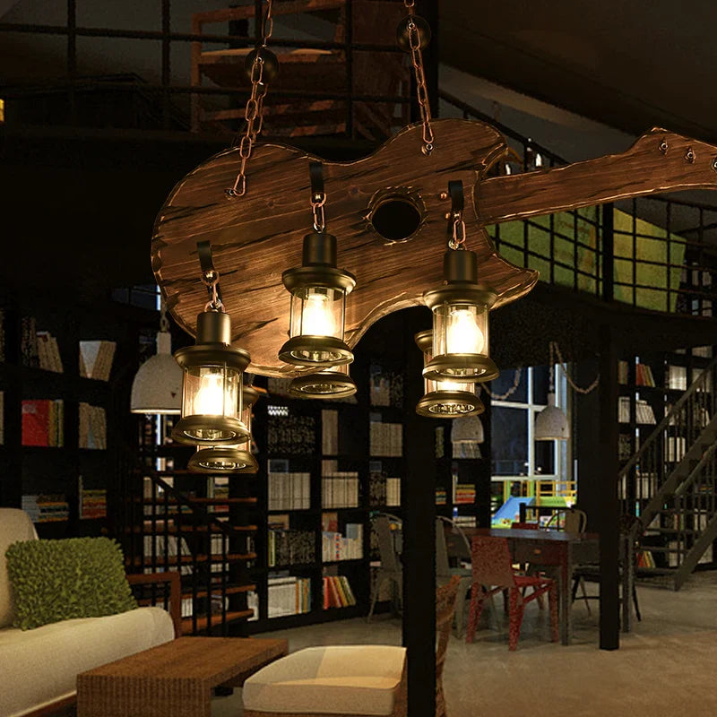 Axyaa Retro Industrial Wood Iron LED Pendant Lights - Bar Cafe Decoration Suspend Lamps