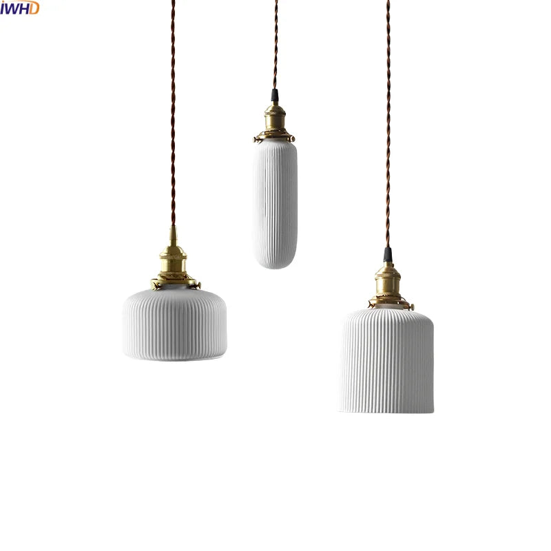 Axyaa White Ceramic Chandelier LED Pendant Light Fixture for Kitchen Decor