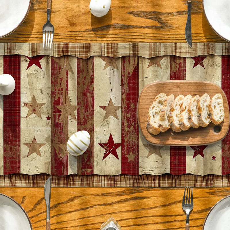 Axyaa Wood Grain Table Runner: Farmhouse Dining Decor for Holiday Parties & Home Tables