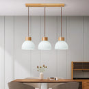 Axyaa Nordic Cream Style LED Pendant Light - Wood Glass Ceiling Fixture for Dining, Kitchen, Living Room