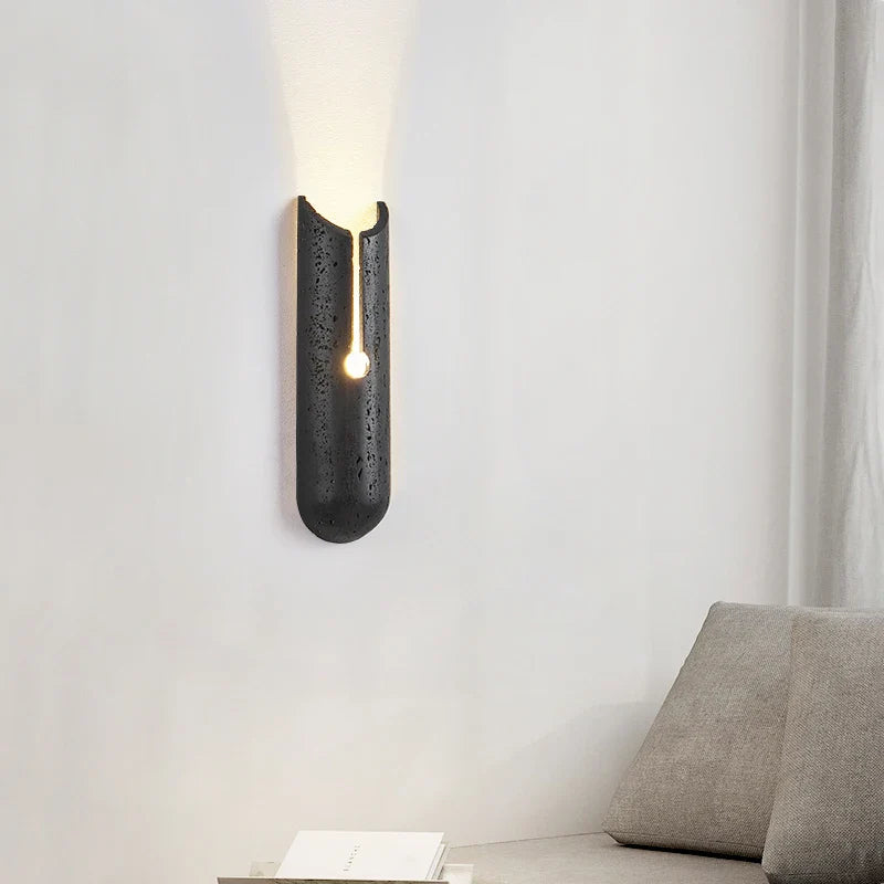 Axyaa Black Travertine Wall Art LED Wall Lights - Interior Living Room Bedroom Bedside Lamp