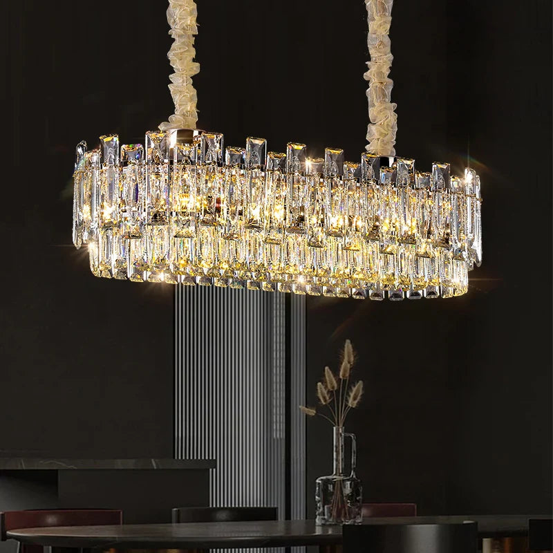 Axyaa Crystal Chandelier: Modern Luxury for Living & Dining Spaces