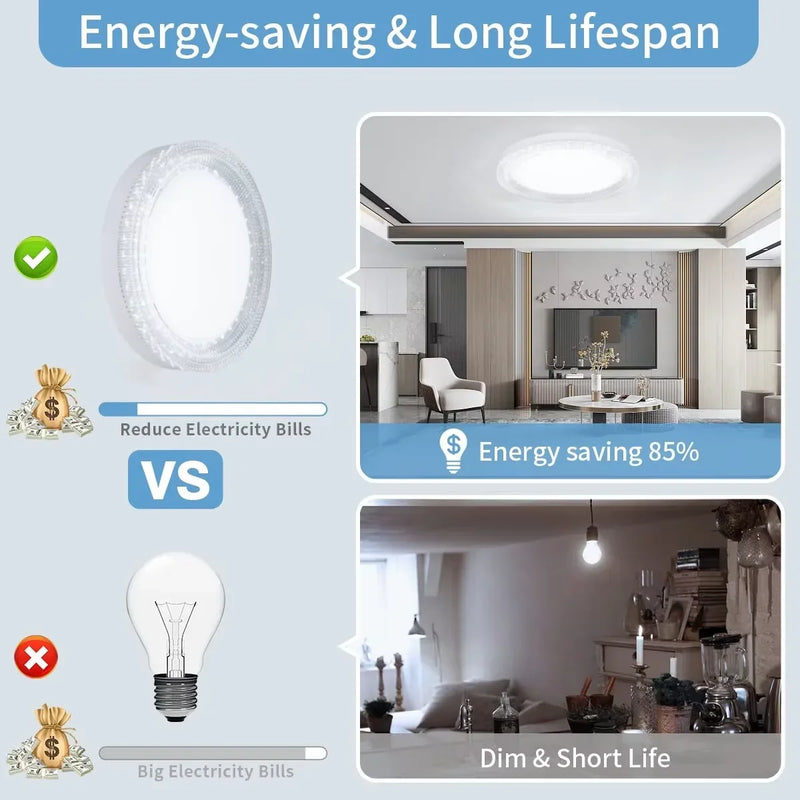 Axyaa Ultra Thin Round Crystal Ceiling Lamp - Cool White Light