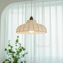 Axyaa Nordic Wood Fabric Chandelier, Wabi Sabi White Pendant Light