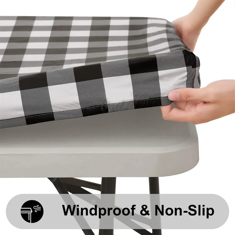 Axyaa Waterproof Elastic Table Cover for Home, Party, Camping - Outdoor Tablecloth