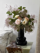Axya Retro Black Ceramic Vase for Living Room Decor and Flower Arrangement