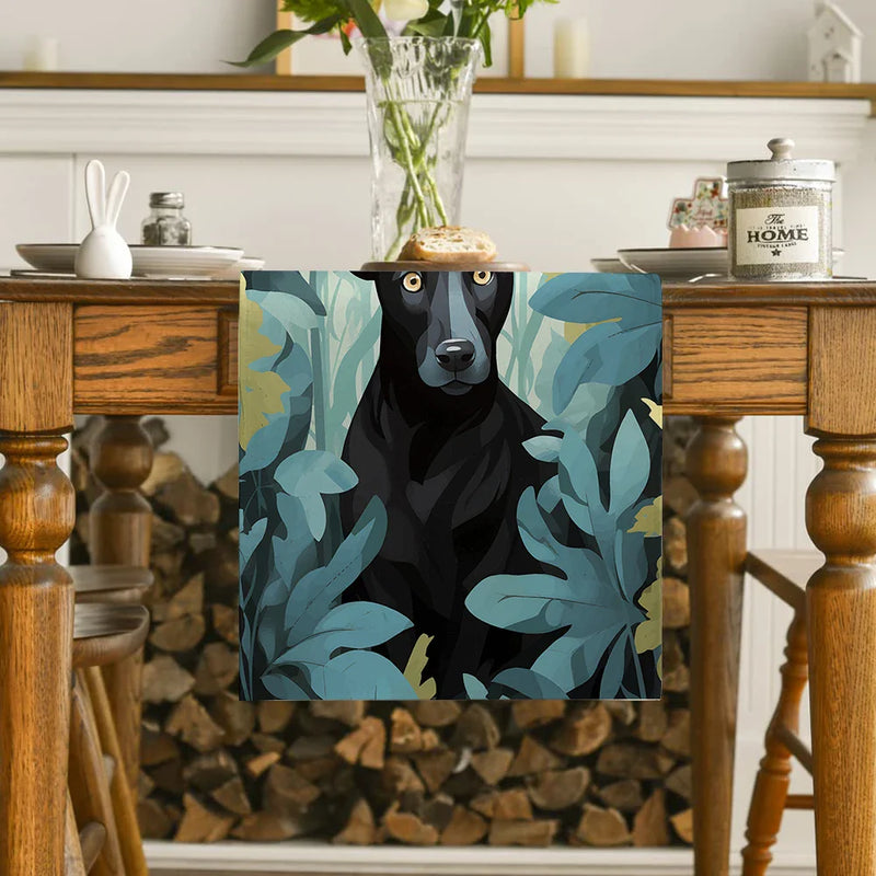 Tropical Plant Dog Table Runner by Axyaa: Dining Table Decor for Kitchen Parties