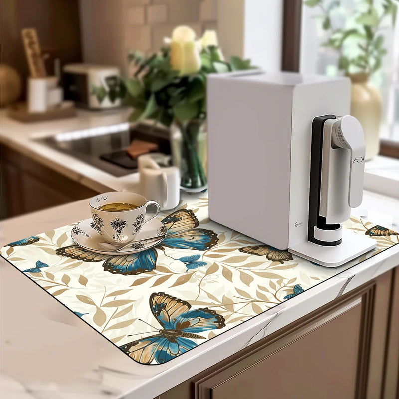 Axyaa Watercolor Plants Drain Pads - Absorbent Tableware Mat