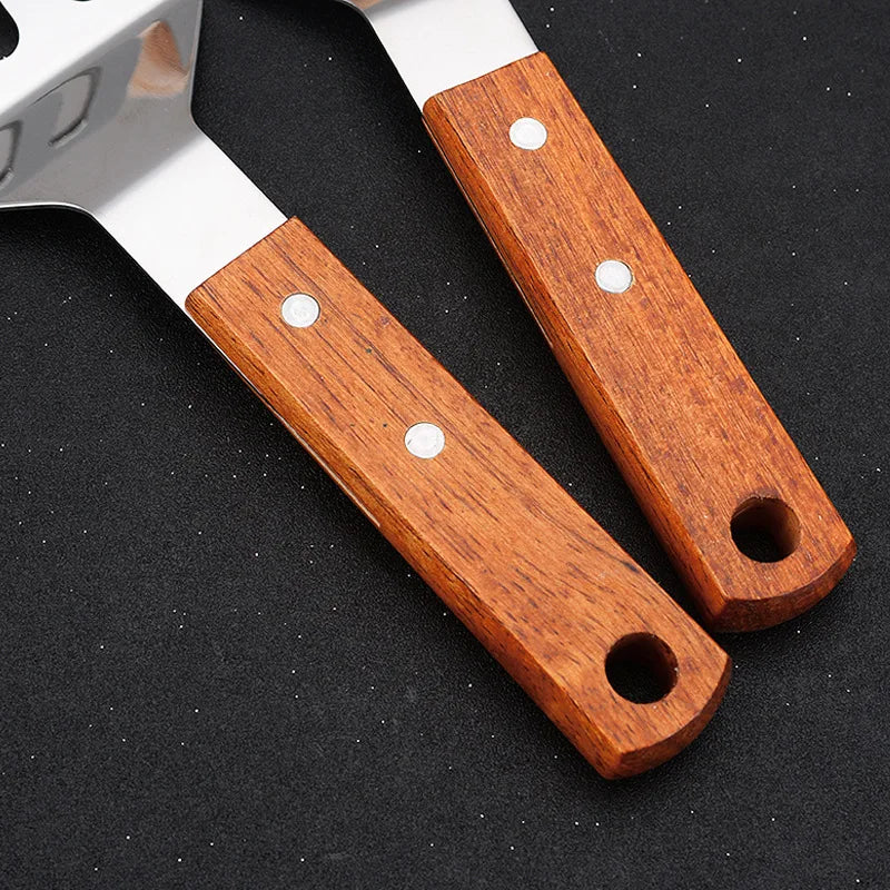 Axyaa Stainless Steel Wooden Handle Cooking Spatula Steak Pancake Frying Shovel