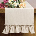 Axyaa Romantic Ruffled Cotton Table Runner - Rural Style Dining Table Decor