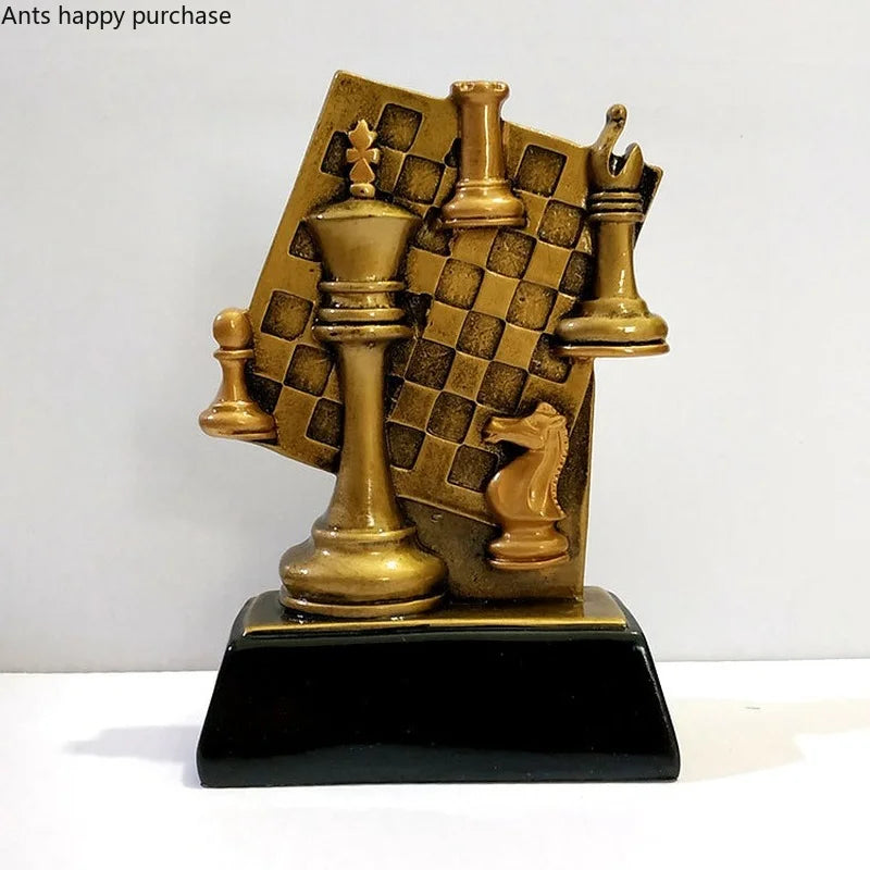 Axya Chess Trophy Resin Ornament Sculpture Home Decor Figurine Statue Display