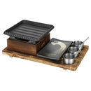 Axya Cast Iron BBQ Plate Set: Square Korean-Style BBQ Stove with Single & Double Tableware