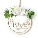 Axyaa Sunflower Rose Wreath Hello Love Hanging Sign for Home Garden Wedding