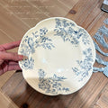 Axyaa Blue Floral Deep Plate - Elegant Medieval Style for Desserts and Salads