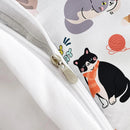 Axyaa Cartoon Cat Bedding Set King Size 3-Piece Comforter Cover