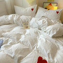 Axyaa Soft Cotton 4-Piece Bed Sheet & Duvet Set, Japanese Style, Solid Color