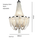 Axyaa Chrome Aluminum Chain Pendant LED Ceiling Light Fixture