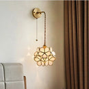 Axyaa Copper Glass LED Wall Lamp Sconce with Pull Chain Switch