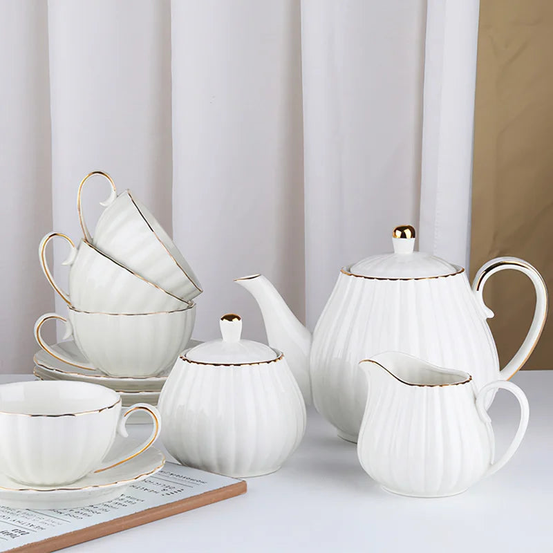 Axya European Style White Bone Teaware Set for Coffee & Afternoon Tea