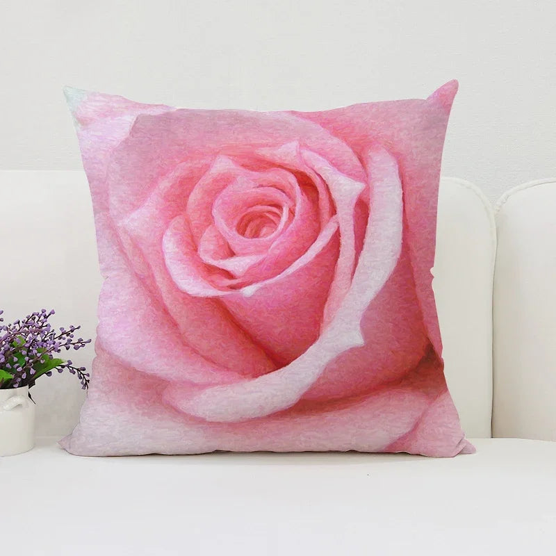 Axyaa Rose Flowers Decorative Pillow Cover 45x45 Cushion Cover Cases Home Decoration