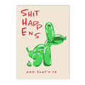 Axyaa Black Balloon Dog Canvas Painting with 'Shit Happens' Quote Wall Art