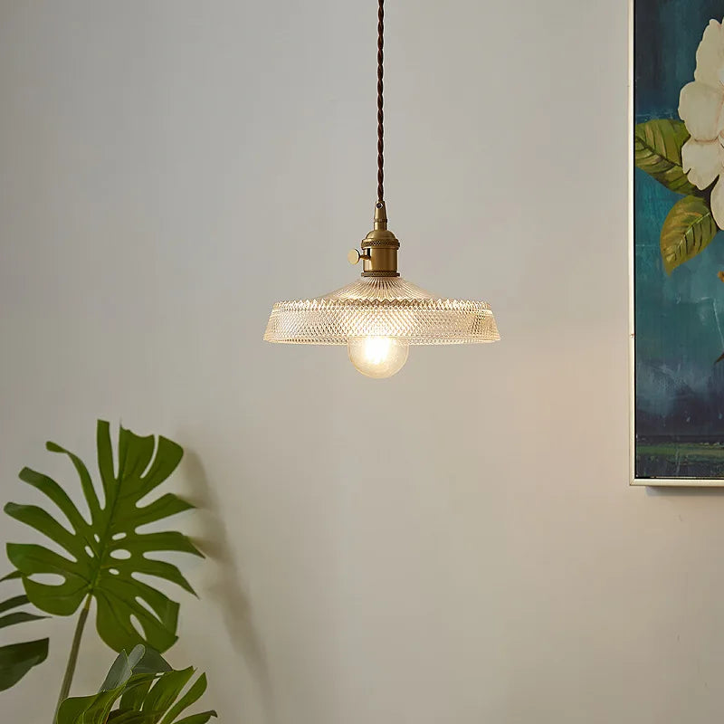 Axyaa Modern Copper Pendant Light Glass Chandelier for Living Dining Bar Kitchen