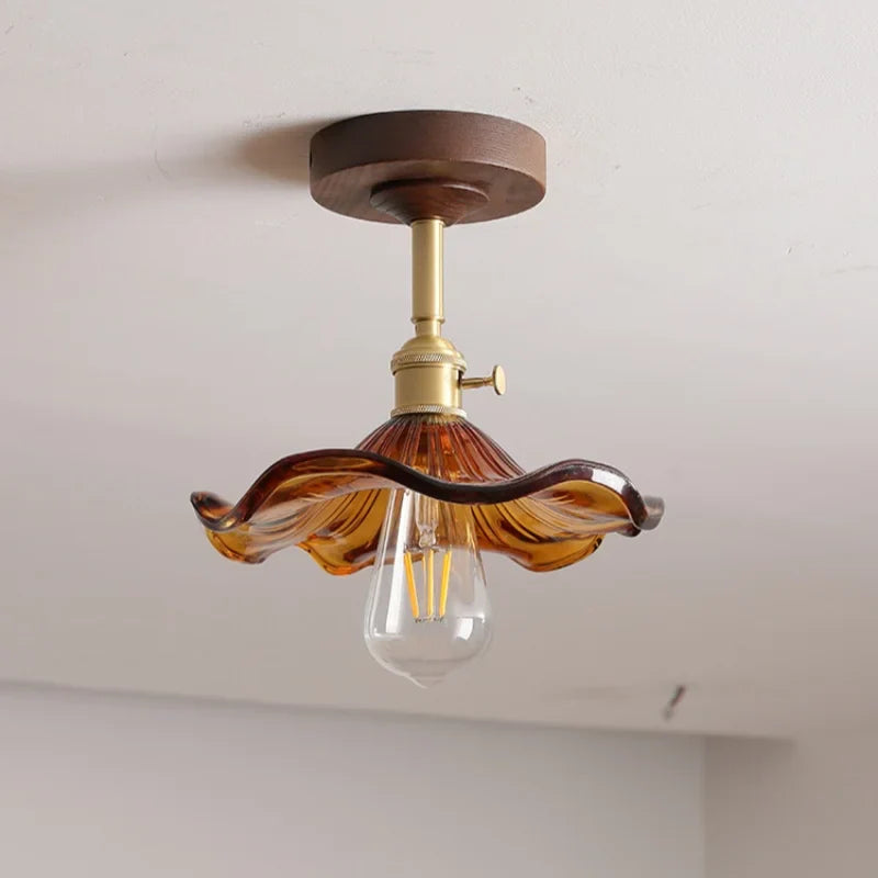 Axyaa Green Glass LED Ceiling Lights for Modern Indoor Lighting