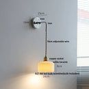 Axyaa Ash Wood LED Wall Light with Pull Chain Switch, Japanese Style Bedside Lamp