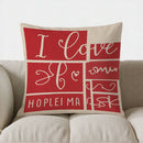 Axyaa Red Typography Pattern Pillow Cover - for Sofa, Bedroom, Car