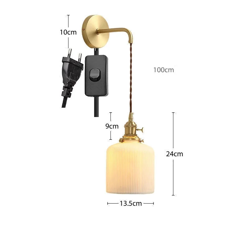 Axyaa Nordic LED Wall Light - Adjustable Copper Ceramic Fixture for Bedroom Living Room