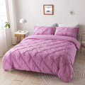 Axyaa 3D Pinch Pleated Duvet Cover Set 240x220 Solid King Queen Size Bedding Pillowcases